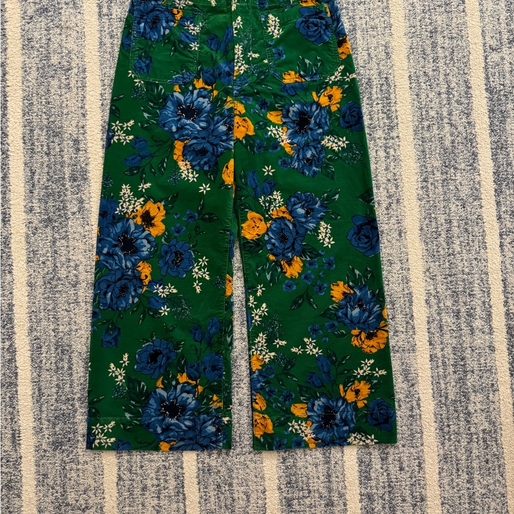 Maeve Colette Corduroy Green Flowers Sz 31 EUC